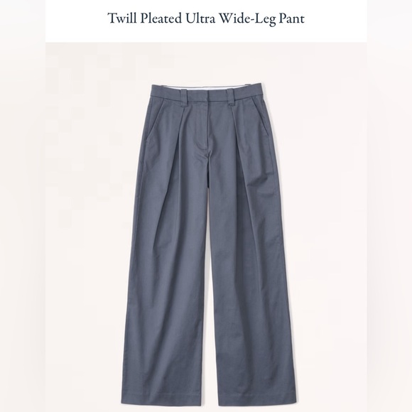 Abercrombie Twill Pleated Ultra Wide Leg Pant (size 27, color: green) - Picture 1 of 5